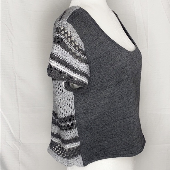 Free People Gray crochet back Cropped top M - Picture 4 of 8